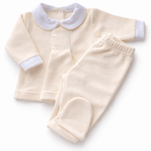 Babyset fluweel pastelgeel