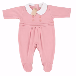 Roze pakje met witte kraag.