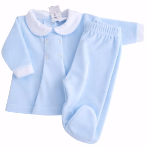 Velours babyset lichtblauw