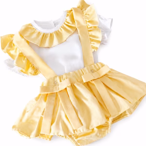 Gele ruffle bloomer set 2-delig.